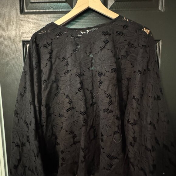 NWOT Free People Tie Front Lace Top Black One Size - Picture 3 of 4